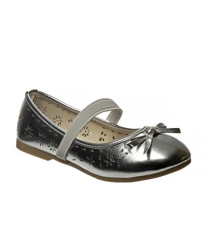 Kensie Girl Kids' Little Girls Mary Jane Ballerina Flats In Silver-tone