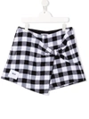 Msgm Kids Shorts With White And Black Gingham Motif In Black