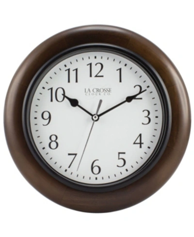 La Crosse Technology La Crosse Clock 404-2625 10" Solid Wood Analog Wall Clock In Brown