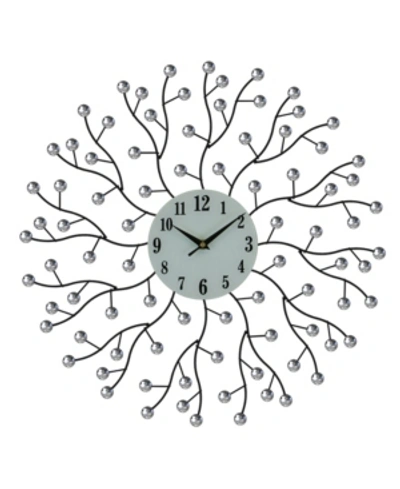 Three Star Abstract Branch Wall Clock In Silver
