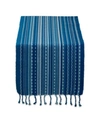Design Imports Stripe With Fringe Table Runner In Blue