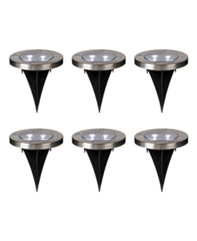 Glitzhome Solar Powered Pathway Ground Light, Set Of 6 In Silver-tone