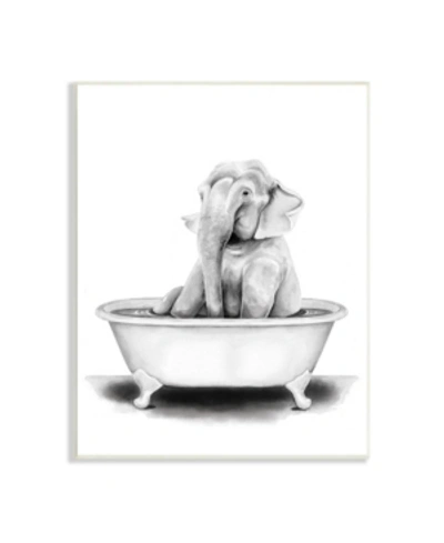 Stupell Industries Elephant In A Tub Funny Animal Bathroom Drawing Wall Plaque Art, 13" X 19" In Multi-color