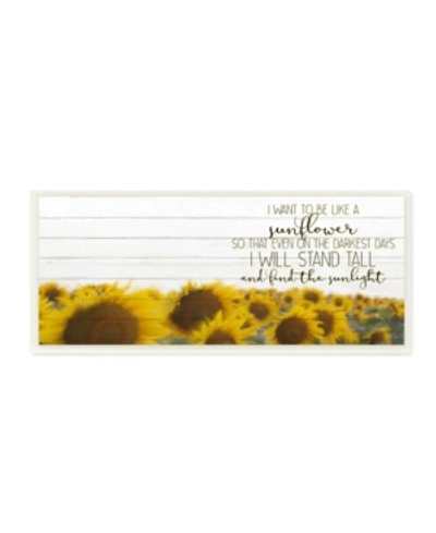 Stupell Industries Be Like A Sunflower Wood Texture Inspiring Word Design Wall Plaque Art, 7" X 17" In Multi-color