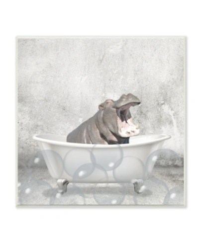 Stupell Industries Baby Hippo Bath Time Cute Animal Design Wall Plaque Art, 12" X 12" In Multi-color