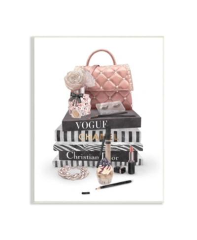 Stupell Industries Fashion Bookstack Purse Perfume Pink Glam Design Wall Plaque Art, 13" X 19" In Multi-color
