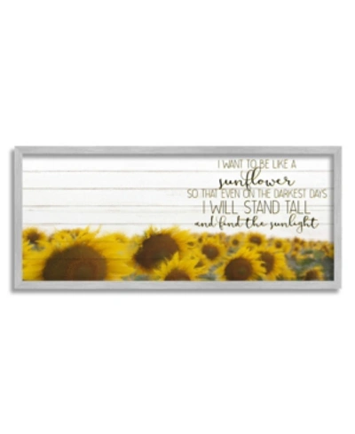Stupell Industries Be Like A Sunflower Wood Texture Inspiring Word Design Framed Giclee Texturized Art, 13" X 30" In Multi-color