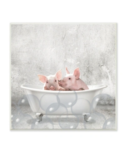 Stupell Industries Baby Piglets Bath Time Cute Animal Design Wall Plaque Art, 12" X 12" In Multi-color