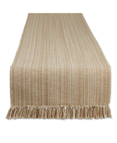 Design Imports Variegated Fringe Table Runner In Tan/beige