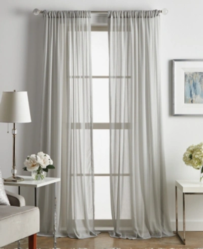Martha Stewart Collection Glacier Poletop Sheer Curtain Panel Set, 84", Created For Macy's In Silver-tone