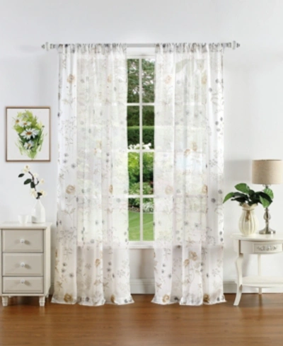 Martha Stewart Collection Martha's Garden Poletop Curtain Panel Set, 84", Created For Macy's In Gold-tone