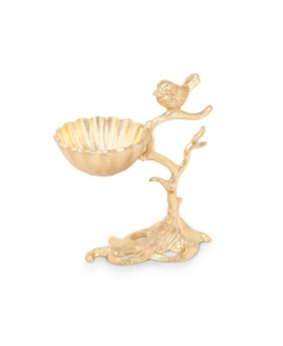 Classic Touch 7"l Gold Centerpiece Bowl On Branch Base With Bird