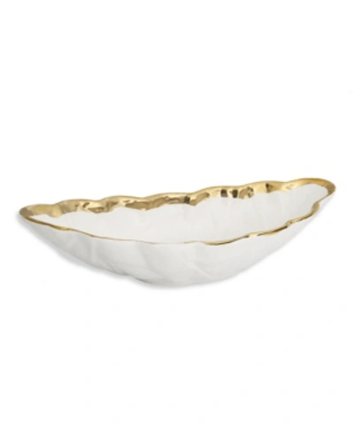 Classic Touch 16.75" Leaf Shaped Bowl In White