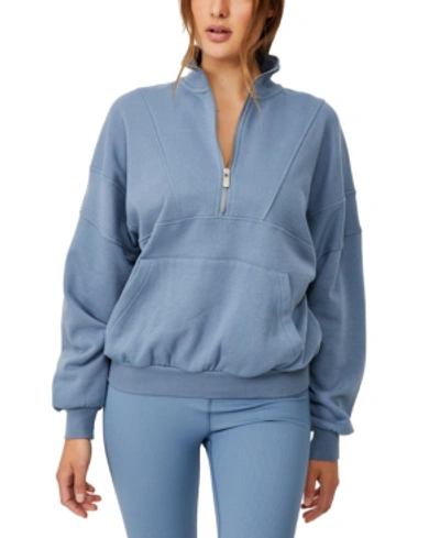 Cotton On Women's Lifestyle Half Zip Fleece Top In Copen Blue