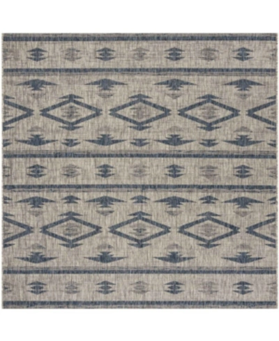 Safavieh Courtyard Cy8863 Gray And Navy 6'7" X 6'7" Square Outdoor Area Rug