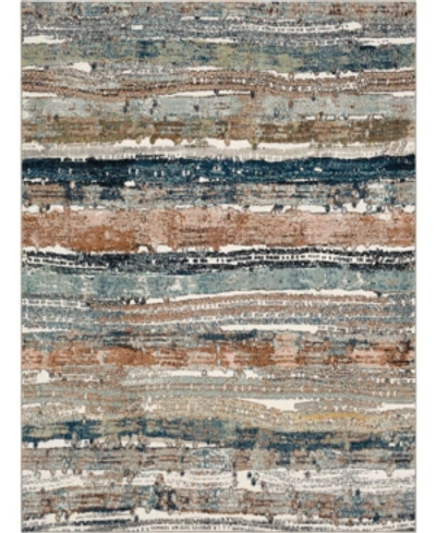 Karastan Epiphany Colorful Waves 5'3" X 7'10" Area Rug In Robin's Egg