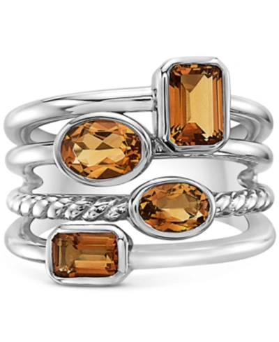 Effy Collection Effy Citrine Multirow Statement Ring (2-1/5 Ct. T.w.) In Sterling Silver