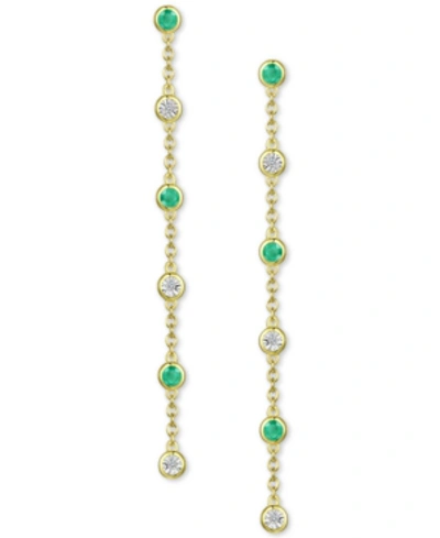 Macy's Sapphire (1/2 Ct. T.w.) & Diamond Accent Linear Drop Earrings In 14k White Gold (also In Emerald & R