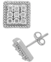 Macy's Diamond Cluster Stud Earrings (1/10 Ct. T.w.) In Sterling Silver In Silver