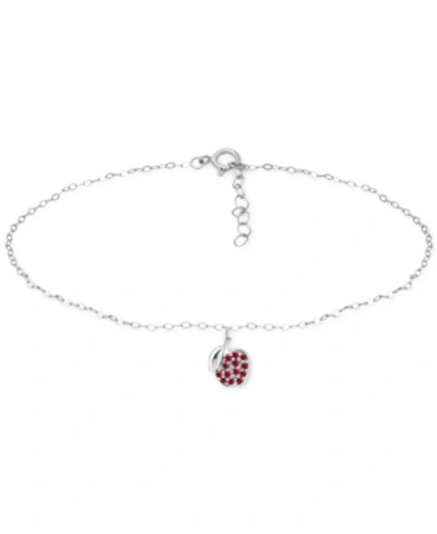 Giani Bernini Lab-created Ruby Apple Cluster Ankle Bracelet In Sterling Silver, Created For Macy's