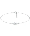 Giani Bernini Cubic Zirconia Graduated Three Stone Chain Link Ankle Bracelet In Sterling Silver, Created For Macy' In Sterling Silver