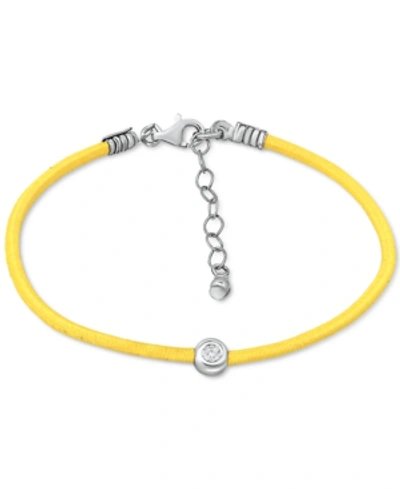 Giani Bernini Cubic Zirconia Bezel Cord Ankle Bracelet In Sterling Silver, Created For Macys In Yellow