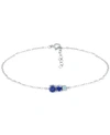 Giani Bernini Blue Cubic Zirconia Graduating Three Stone Chain Ankle Bracelet In Sterling Silver, Created For Macy In Sterling Silver