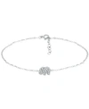 Giani Bernini Cubic Zirconia Graduated Elephant Chain Link Ankle Bracelet In Sterling Silver, Created For Macy's In Sterling Silver
