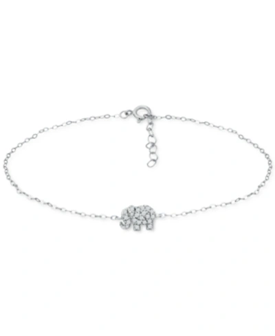 Giani Bernini Cubic Zirconia Graduated Elephant Chain Link Ankle Bracelet In Sterling Silver, Created For Macy's