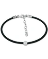 Giani Bernini Cubic Zirconia Bezel Cord Ankle Bracelet In Sterling Silver, Created For Macys In Black