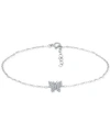 Giani Bernini Cubic Zirconia Butterfly Ankle Bracelet In Sterling Silver, Created For Macys In Sterling Silver