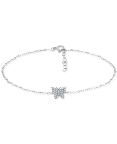 Giani Bernini Cubic Zirconia Butterfly Ankle Bracelet In Sterling Silver, Created For Macys