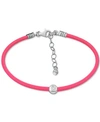 Giani Bernini Cubic Zirconia Bezel Cord Ankle Bracelet In Sterling Silver, Created For Macys In Pink
