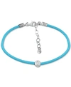 Giani Bernini Cubic Zirconia Bezel Cord Ankle Bracelet In Sterling Silver, Created For Macys In Teal