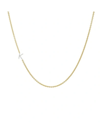 Zoe Lev Diamond Asymmetrical Initial 14k Yellow Gold Necklace In Gold-k