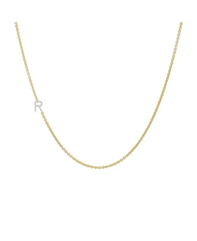 Zoe Lev Diamond Asymmetrical Initial 14k Yellow Gold Necklace In Gold-r