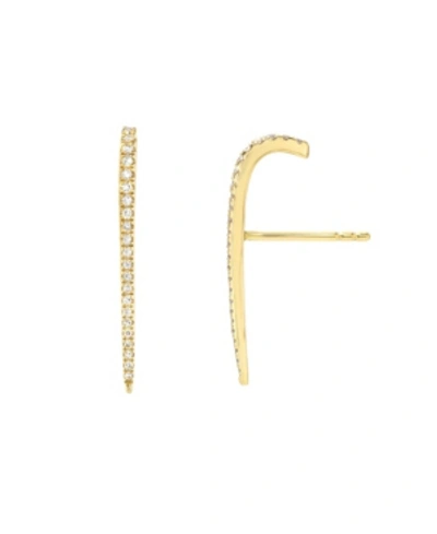 ZOE LEV DIAMOND CURVED BAR 14K YELLOW GOLD STUD EARRINGS