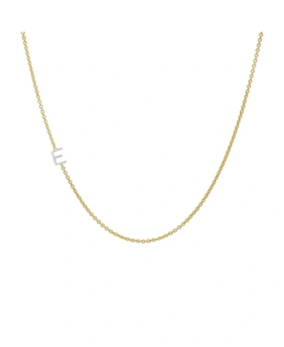 Zoe Lev Diamond Asymmetrical Initial 14k Yellow Gold Necklace In Gold-e