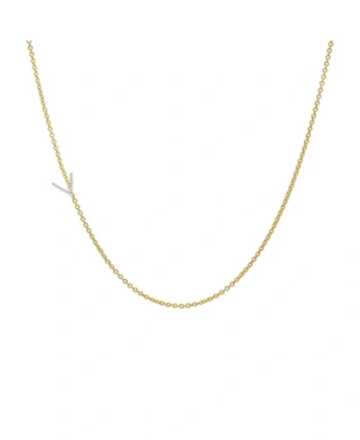 Zoe Lev Diamond Asymmetrical Initial 14k Yellow Gold Necklace In Gold-v