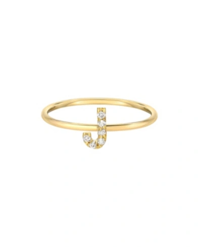 Zoe Lev Diamond Initial 14k Yellow Gold Ring In Gold-j