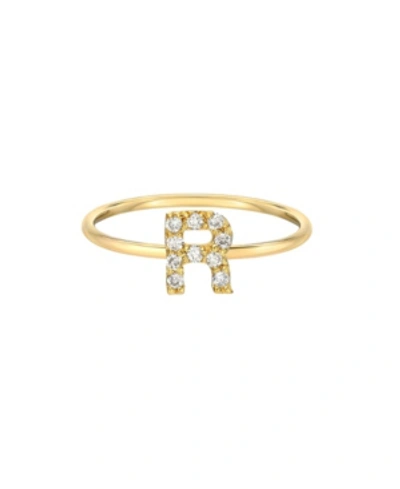 Zoe Lev Diamond Initial 14k Yellow Gold Ring In Gold-r