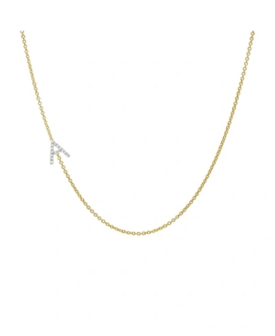 Zoe Lev Diamond Asymmetrical Initial 14k Yellow Gold Necklace In Black