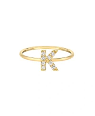 Zoe Lev Diamond Initial 14k Yellow Gold Ring In Gold-k