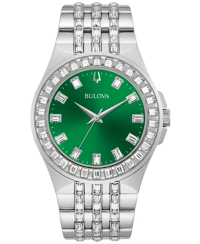 Bulova Crystal Watch, 42mm In Green/silver