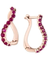 Macy's Ruby Swirl Hoop Earrings (3/4 Ct. T.w.) In 14k Rose Gold In Ruby