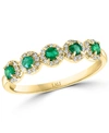 Macy's Emerald (1/3 Ct. T.w.) & Diamond (1/6 Ct. T.w.) Five Stone Halo Ring In 14k Gold In Emerald