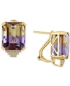 Macy's Ametrine (19-3/8 Ct. T.w.) & Diamond (1/8 Ct. T.w.) Stud Earrings In 14k Gold In Ametrine