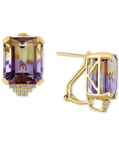 Macy's Ametrine (19-3/8 Ct. T.w.) & Diamond (1/8 Ct. T.w.) Stud Earrings In 14k Gold