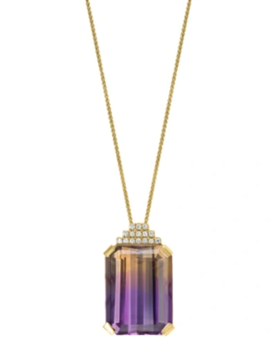Macy's Ametrine (13-5/8 Ct. T.w.) & Diamond (1/20 Ct. T.w.) 18" Pendant Necklace In 14k Gold