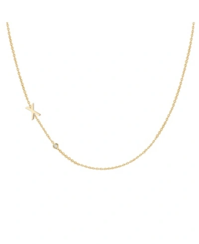 Zoe Lev Diamond Asymmetrical Initial 14k Yellow Gold Necklace In Gold-x